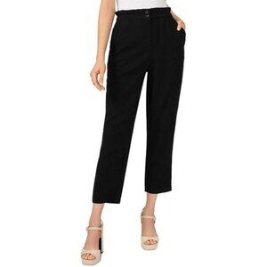 NWOT‎ Vince Camuto Women's Black Woven High Waist Office Paperbag Pants Size 14